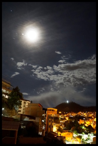Moon view of Sucre at night