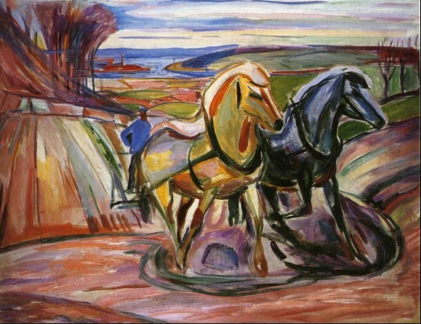 Edvard Munch. Spring Plowing. 1916. Oil on canvas. 84 x 109 cm. Munch Museum, Oslo, Norway. 